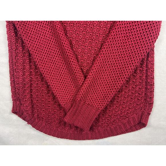 Calvin Klein Jeans Women's Large Red Open Knit Sweater Acrylic Nylon Chunky EUC - Picture 8 of 10